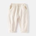 Classic beige kids casual trousers with elastic waistband and decorative stitching - 110 / Off White