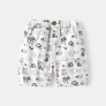 Kids cream beige shorts with all-over animal print and comfortable elastic waistband - 100cm / White