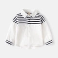Camicia bianca per bambini a maniche lunghe con strisce nere e classico design a bottoni - 90cm / Bianco