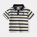 Boys' short sleeve polo shirt with striped dinosaur pattern and knit cotton fabric - 90cm / Striped Embroidery
