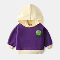 Paarse kinder hoodie met kleurblokken en grafische Dream cartoon print erop - 90cm / Paars