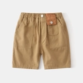 Jongens kaki katoenen cargo korte broek met elastische taille en modieuze zakken - Khaki / 90cm