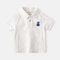 Polo classique blanc à manches courtes pour enfant avec broderie ours bleu marine - 90cm / Blanc