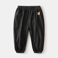 Pantaloni anti-zanzara in denim per bambini con ricamo a forma di orsetto marrone - 90cm / Nero Ricamo Orso