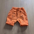 Kids orange retro shorts with star and Since 1986 prints, elastic waist cotton shorts - 90cm / Orange Red