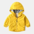 Classic bright yellow hooded jacket for kids with smooth windproof fabric and front zipper - Yellow / 100cm