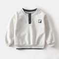 Kids grey long sleeve sweatshirt with button Henley neck and ribbed cuffs - Light Gray / 90cm