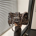Punk Y2K shoulder bag featuring leopard print and silver metal rivets detail - Leopard Print