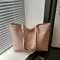 Borsa tote rosa con monogramma e motivo M di grande capacità per il pendolarismo quotidiano - Rosa