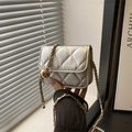 Quilted silver crossbody bag with golden chain strap and adjustable ball buckle - Silver