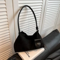 Retro black faux suede hobo bag with a distinctive twisted braided handle design - Black