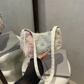 Umhängetasche aus Denim mit bunten Sternen und trendigen Fransen an den Kanten - Stern Beige