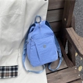 Hellblauer leichter Nylon-Rucksack mit Kordelzugverschluss und vorderer Klappentasche - Blau
