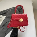 Minimalist bright red underarm bag with quilted texture and crocodile pattern - Red