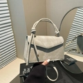 Beige retro frosted crossbody bag with knotted handle and textured matte finish - Green