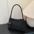 Borsa a tracolla nera opaca minimalista da donna con eleganti manici rotondi - Nero