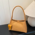 Borsa a mano in maglia giallo zenzero con trama e dettaglio tracolla annodata - Marrone