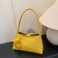 Elegante borsa a mano gialla opaca da donna con pochette piccola e fibbia in metallo - Giallo