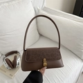 Braune Vintage-Schultertasche mit Leopardenmuster-Klappe und Messingschnalle - Dunkelbraun