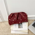 Bolso de mano granate de piel sintética leopardo con diseño plisado y tachuelas doradas - Rojo