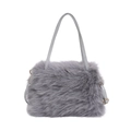 Grijze bucketbag van imitatiebont met verstelbare riem en zachte pluche textuur - Grijs