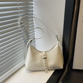 Glossy white faux leather small square bag with silver buckle and rivet details - White