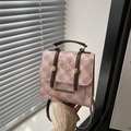 Roze en witte geruite rugzak in collegestijl met schattige cartoonbeerprint - Roze