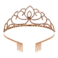 Elegante corona da sposa con strass trasparenti su montatura in lega metallica oro - Oro