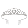 Elegantes silbernes Diadem in Herzform mit funkelnden Strasssteinen für Braut- und Festfrisuren - Silber