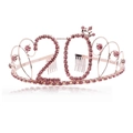 Detail der roségoldenen Tiara Nummer 20 mit rosa Strasssteinen zum 20. Geburtstag - 20 Jahre alt / Rosa