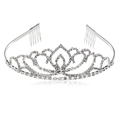 Corona da sposa argentata con strass brillanti e pettini laterali per un fissaggio sicuro - Argento