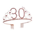 Détail de la couronne du 30ème anniversaire avec strass roses et alliage d'or rose - Nombres / 30 Ans Vieux Or Rose