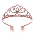 Elegante tiara da sposa in oro rosa con motivo floreale e strass di cristallo brillanti - Oro rosa