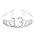 Dettaglio della tiara di compleanno argento con numero 13 scintillante e pettini laterali - 13 Anni Argento