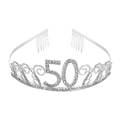 Détail de la couronne du 50e anniversaire en argent avec strass et peignes - 50 Ans Argent