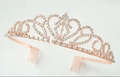 Roségoldene Herz-Tiara für Kinder mit Strasssteinen und integriertem Haarkamm-Design - Roségold