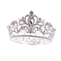 Macro detail of silver wedding crown showing sparkling rhinestones and crystal inlay - Silver