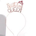 Diadema Birthday Queen de oro rosa con brillantes diamantes de imitación para fiestas - Corona de Oro Rosa / Oro rosa