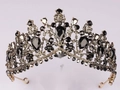 Tiara gotica in bronzo con gemme di cristallo nero e trasparente a goccia - Nero Retrò