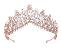 Elegant rose gold bridal tiara with sparkling crystal rhinestones for wedding banquet - Rose Gold White Rhinestones
