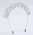 Serre-tête Birthday Queen argenté avec strass brillants pour fêtes d'anniversaire - Ensemble Écharpe Diadème Argenté / Bandeau Argent Unique