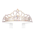 Λεπτομέρεια από ασημένια κορώνα Birthday Queen με λαμπερά στρασάκια AB σε λευκό φόντο - Στυλ Βασίλισσα (BIRTHDAY QUEEN) / Βασίλισσα Ασημί - Στρας AB