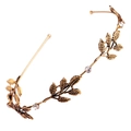 Serre-tête rétro doré avec feuilles et strass brillants pour mariages élégants - 2# Vieil Or