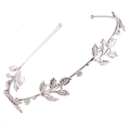 Serre-tête vintage argenté avec feuilles en alliage et cristaux brillants transparents - 2# Argent