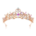 Détails de couronne en or rose avec strass arc-en-ciel et goutte centrale - Or Strass AB