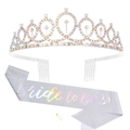 Rose gold bridal shower set including sparkling rhinestone crown and Bride to Be sash - Iridescent Silver Diamond Style