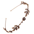 Serre-tête rétro en métal bronzé avec feuilles, roses et accents de cristaux brillants - 1# Vieil Or
