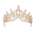 Corona da sposa barocca dorata con strass bianchi scintillanti e grandi cristalli di lusso - Strass Oro