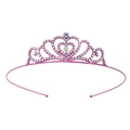 Elegant purple tiara headband with sparkling heart-shaped crystals for children's parties - Purple Heart Scroll Tiara