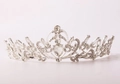 Close-up of silver bridal tiara with sparkling crystal rhinestones and water drop gem - 2# Silver